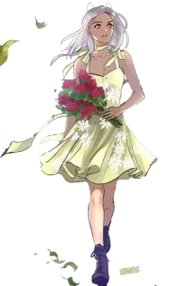 💐 kobieta, sukienka, kwiaty, ilustracja, postać, dziewczyna telegram sticker