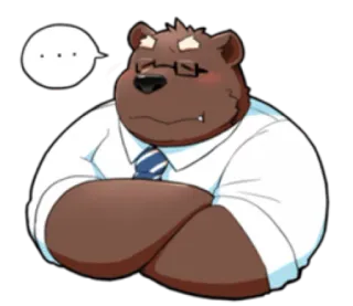 💬 ... หมี, การ์ตูน, สำนักงาน, หงุดหงิด, คิด telegram sticker
