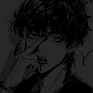 🖤 Аниме, Кровь, Насилие, Средний палец, Фанатское творчество, Вампир telegram sticker