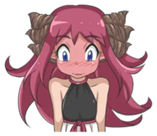 🙈 อนิเมะ, ปีศาจ, เขา, น่ารัก, คาวาอิ, การ์ตูน, ผมสีชมพู telegram sticker