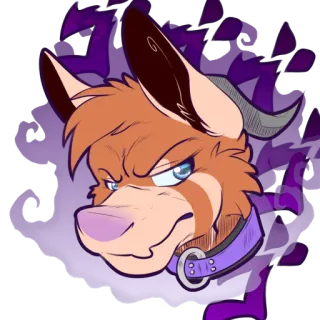 😈 фурри, антропоморфный, ошейник, фиолетовый, злой, волк, собака whatsapp sticker