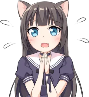 🙏 Anime, Katzenmädchen, süß, flehend, betteln, kawaii telegram sticker