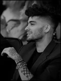 🔙 Zayn Malik 歌手, 有名人, ポートレート, 男性, 白黒 telegram sticker