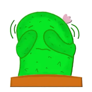 😣 cactus, triste, avergonzado, planta, flor, ilustración whatsapp sticker