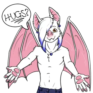 ❤ HUGS? летучая мышь, фурри, антро, объятие, милый, мультик, животное whatsapp sticker