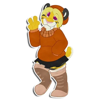 🍂 เสือ, ขนปุย, สัตว์, การ์ตูน, มานุษยรูปนิยม, ตัวละคร, โบกมือ, น่ารัก telegram sticker