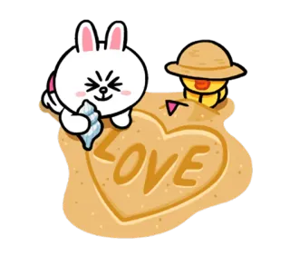 ❤ Brown LOVE marron, cony, line friends, amour, coeur, amis, sable, lapin telegram sticker