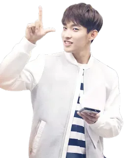 ☝️ orang, pria, gestur, pose, jaket putih, kasual telegram sticker