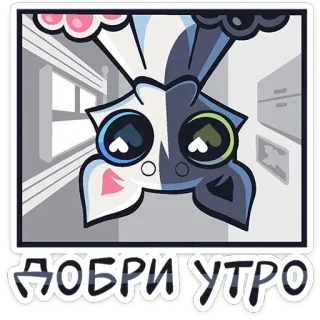 🙃 ДОБРИ УТРО кот, доброе утро, милый, животное, мультфильм telegram sticker