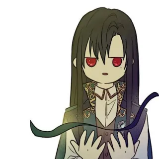 🐈‍⬛️ アニメ, 漫画, ステッカー, 長髪, 赤い目 telegram sticker