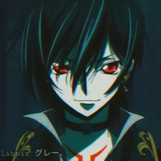 🎭 Lelouch Lamperouge Code Geass labbit グレー。 アニメ, ルルーシュ, コードギアス, ダーク, アンチヒーロー, ニヤリ whatsapp sticker