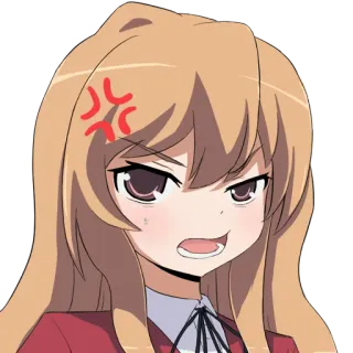 😡 Taiga Aisaka Toradora! Anime, Dessin animé, Manga, En colère, Expression, Mignon whatsapp sticker