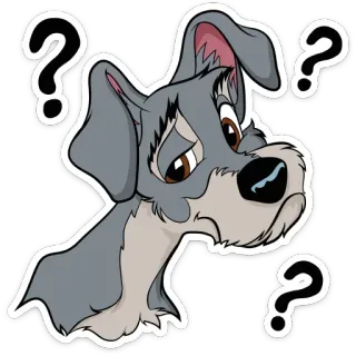 ❓ pies, znaki zapytania, kreskówka, smutny, zmieszany telegram sticker