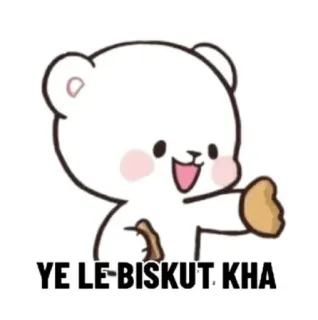 🍪 YE LE-BISKUT KHA Dessin animé, Ours, Biscuit, Nourriture, Mignon, Goûter telegram sticker