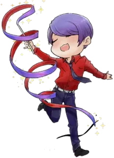 💃 Anime, Cartoon, Charakter, Schleife, lila Haare, rotes Hemd telegram sticker