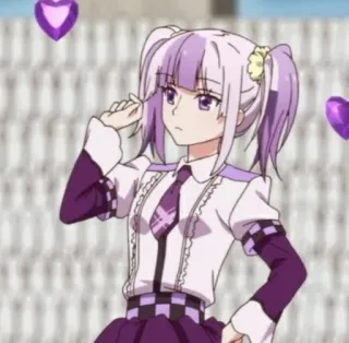🍭 anime, purple, girl, cartoon, hearts, kawaii telegram sticker