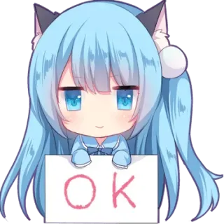 ☺️ OK anime girl, OK, cute, chibi, manga, approval, agree whatsapp sticker