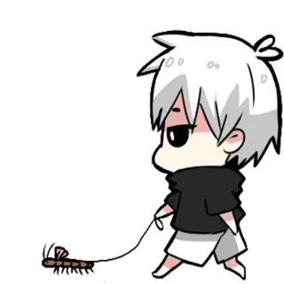 🚶 anime, manga, chibi, cute, centipede, white hair telegram sticker