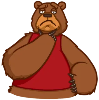 😶 urso, pensando, chateado, triste, desenho animado, animal, mamífero telegram sticker