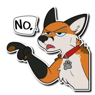 ❌ NO. zorro, no, animal, dibujos animados, señalando telegram sticker