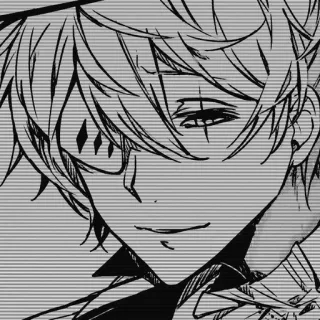 ♦ Anime, Manga, Postać, Sztuka, Monochromatyczny telegram sticker