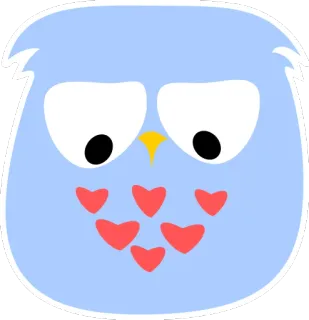 😞 coruja, fofo, amor, corações, pássaro whatsapp sticker