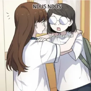 😁 NDUS NDUS Your smell! อนิเมะ, ผู้หญิง, กอด, น่ารัก, มิตรภาพ telegram sticker