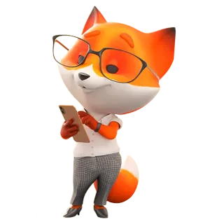 🤓 zorro, animal, gafas, dibujos animados, teléfono, personaje, antropomorfo whatsapp sticker