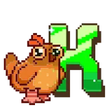 🔠 닭, 픽셀 아트, 동물, 초록색, 귀여운, 카와이 telegram sticker