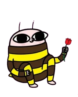 🐝 ผึ้ง, การ์ตูน, น่ารัก, กุหลาบ, ตัวละคร, สติกเกอร์ telegram sticker
