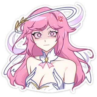 😵 Anime, Chica, Pelo rosa, Ángel, Lindo, Dibujos animados, Pegatina telegram sticker