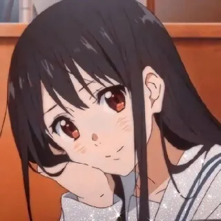 😀 anime girl, cute, sparkle, portrait, long hair, dark hair telegram sticker