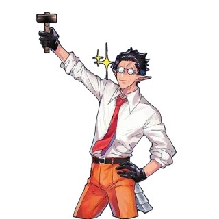 😏 man, hammer, elf, glasses, red tie, gloves telegram sticker