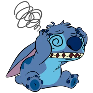 😩 Stitch Lilo & Stitch Cartoon, Disney, Alien, Blau, Benommen telegram sticker