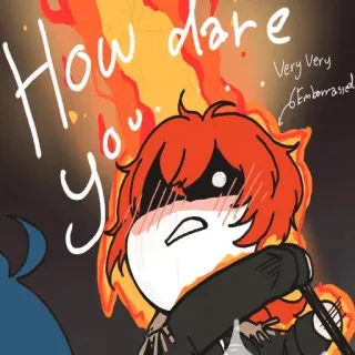 🤬 Diluc How dare you Very Very Embarrassed Anime, Fuoco, imbarazzato, Genshin Impact, capelli rossi telegram sticker