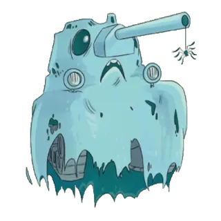 🤕 tanque, desenho animado, veículo, militar, fantasma, criatura telegram sticker