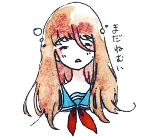 😪 Cô gái anime, Minh họa, Màu nước, Buồn, Thiết kế nhân vật, Nữ, Phim hoạt hình, Đồng phục học sinh telegram sticker