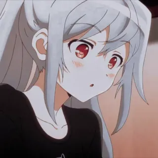 😮 Anime, Garota, Cabelo branco, Olhos vermelhos telegram sticker