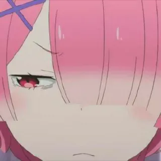 🍓 Ram Re:Zero Anime, Ram, Re:Zero, pelo rosa, personaje whatsapp sticker