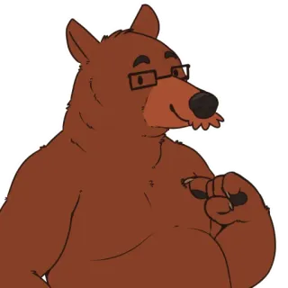 👈 หมี, แว่นตา, การ์ตูน, สัตว์, สีน้ำตาล, ตัวละคร telegram sticker