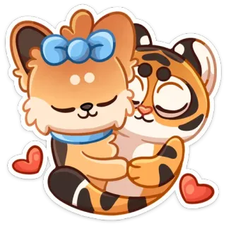 🤗 Dessin animé, Animaux, Tigre, Chat, Mignon, Câlin, Amour, Affection telegram sticker