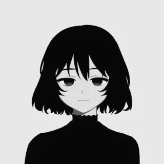 ❄️ anime girl, black and white, manga, portrait, cartoon, illustration telegram sticker