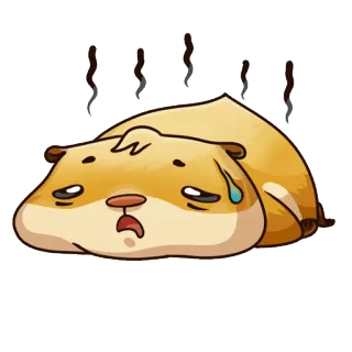 😩 erschöpft, schwitzend, müde, hamster, tier, cartoon telegram sticker