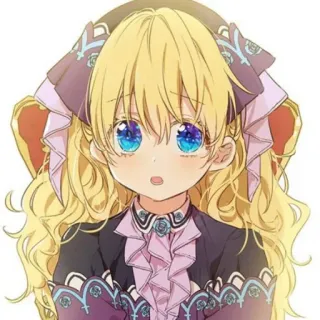 👑 animé, fille, personnage, blonde, mignon telegram sticker