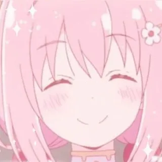 🍓 アニメ, ピンク髪, 可愛い, 笑顔, 漫画, かわいい, キラキラ telegram sticker