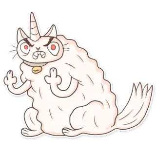 👿 unicorn, kucing, jari tengah, kasar, menyinggung, kartun, lucu, stiker whatsapp sticker