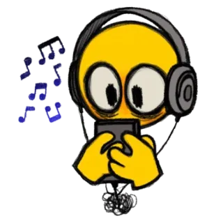 😯 Emoji, Música, Auriculares, Escuchando, Dibujo telegram sticker