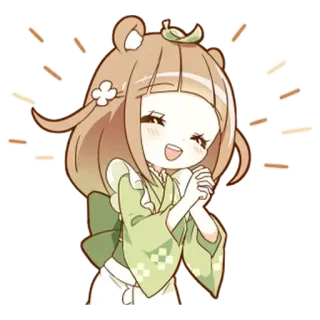 🌟 chica anime, linda, sonriendo, alegre, feliz, dibujos animados, kawaii, animación telegram sticker