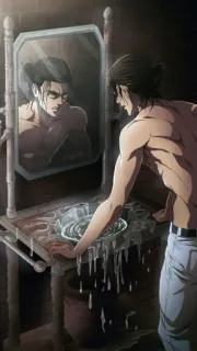 👀 Eren Yeager Attack on Titan 动漫, 漫画, 进击的巨人, 艾伦·耶格尔, 角色 telegram sticker