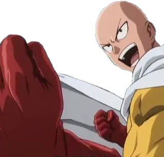 💪 Saitama One-Punch Man Аниме, Ванпанчмен, Сайтама, Злой, Удар, Герой telegram sticker